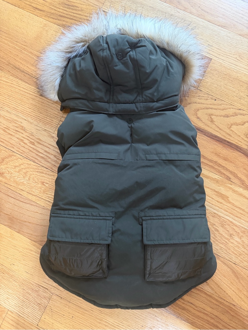 Pajar Olive Dog Parka with Faux Fur Trim Hood